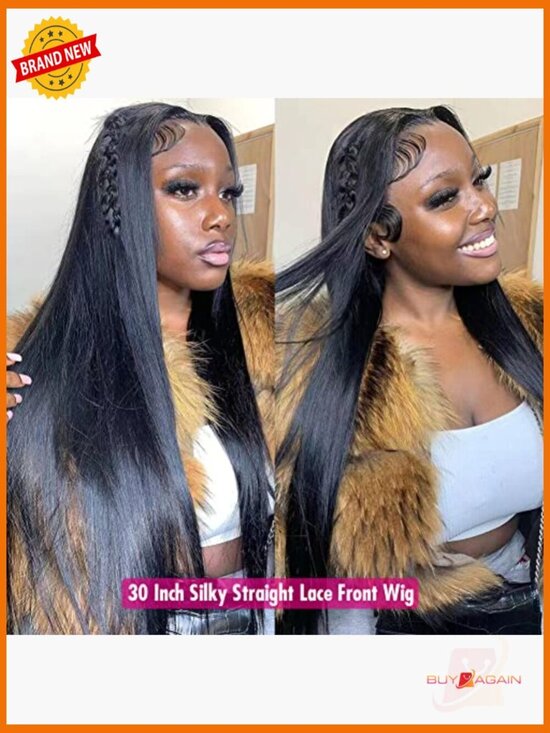30 Inch Straight Lace Front Wig HD Transparent Lace 180 Density Pre Plucked main image 4